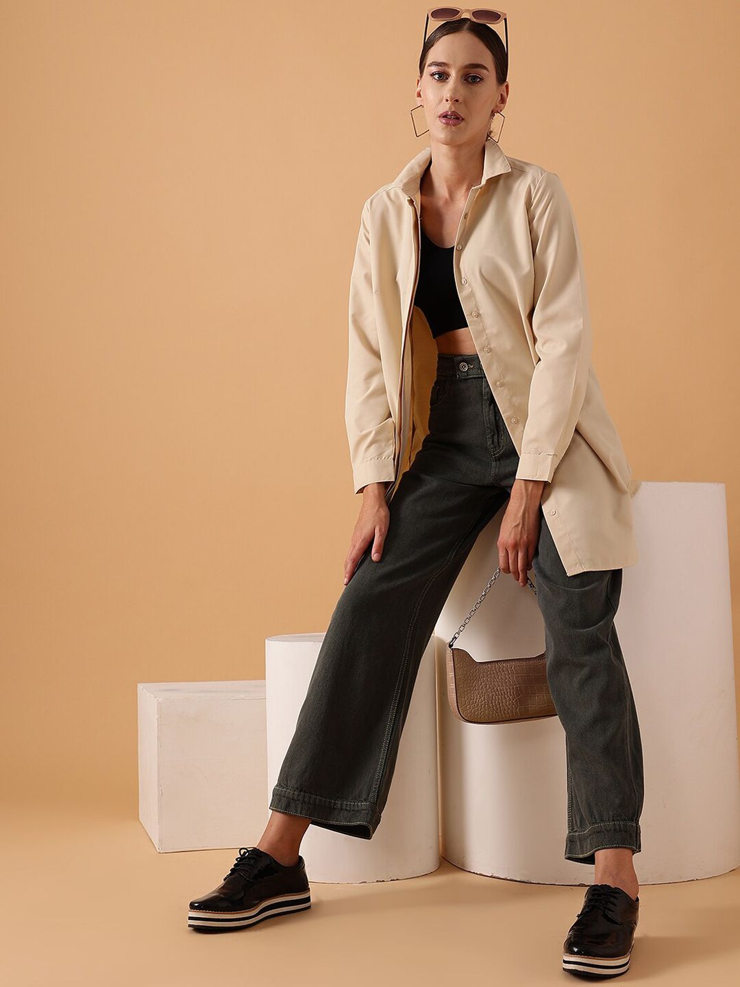 STREET 9 Women Grey Clean Look Comfort Wide Leg Jeans