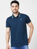 SPYKAR Polo Collar Slim Fit Indigo Cotton Casual T-Shirt