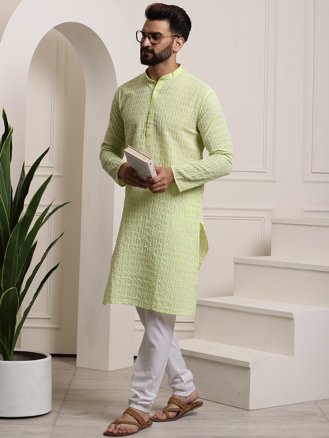 SOJANYA Ethnic Motifs Embroidered Thread Work Pure Cotton Regular Kurta