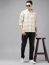 SPYKAR Cotton-Linen Checked Casual Shirt