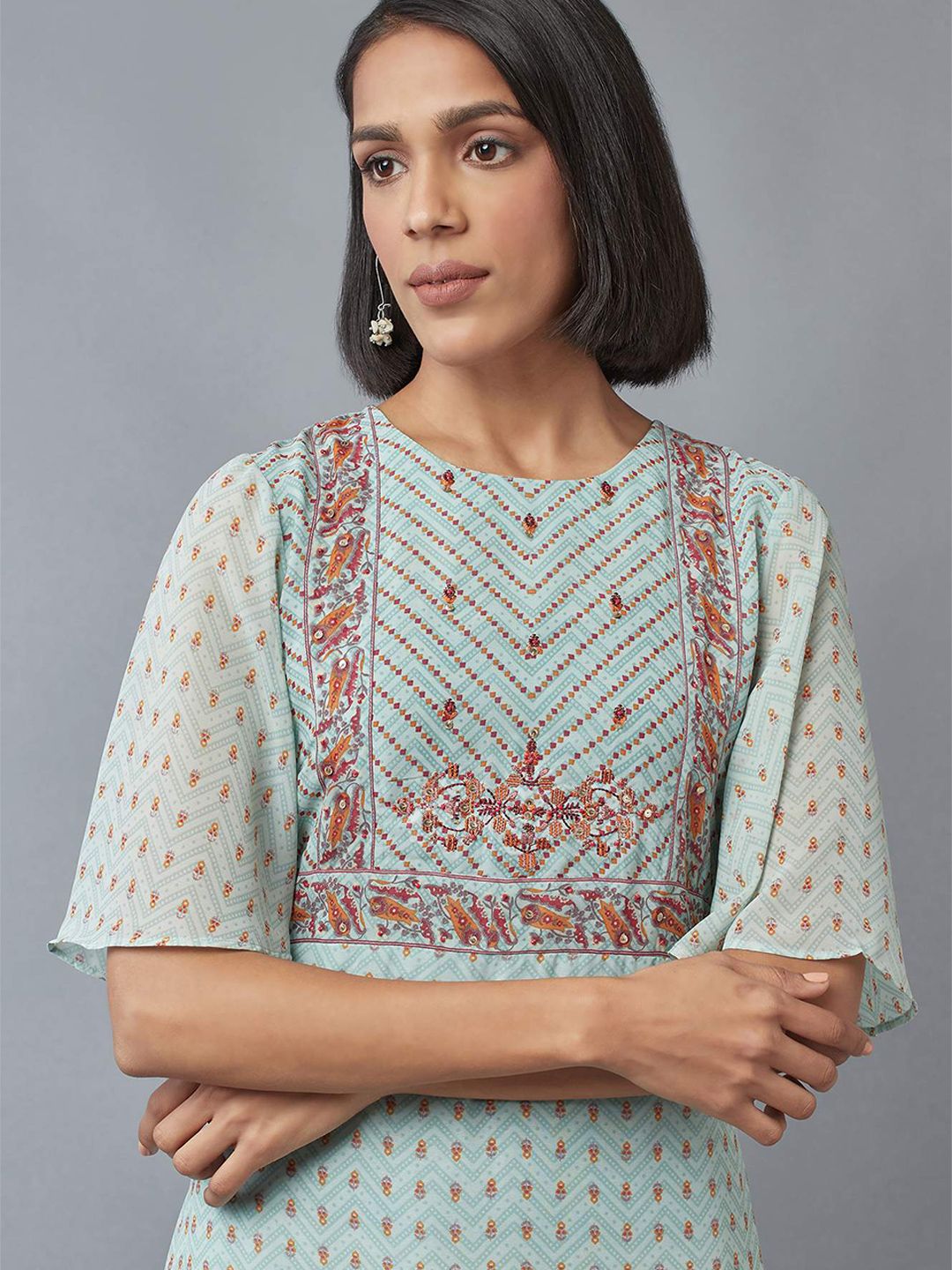 W Green Ethnic Maxi Dress