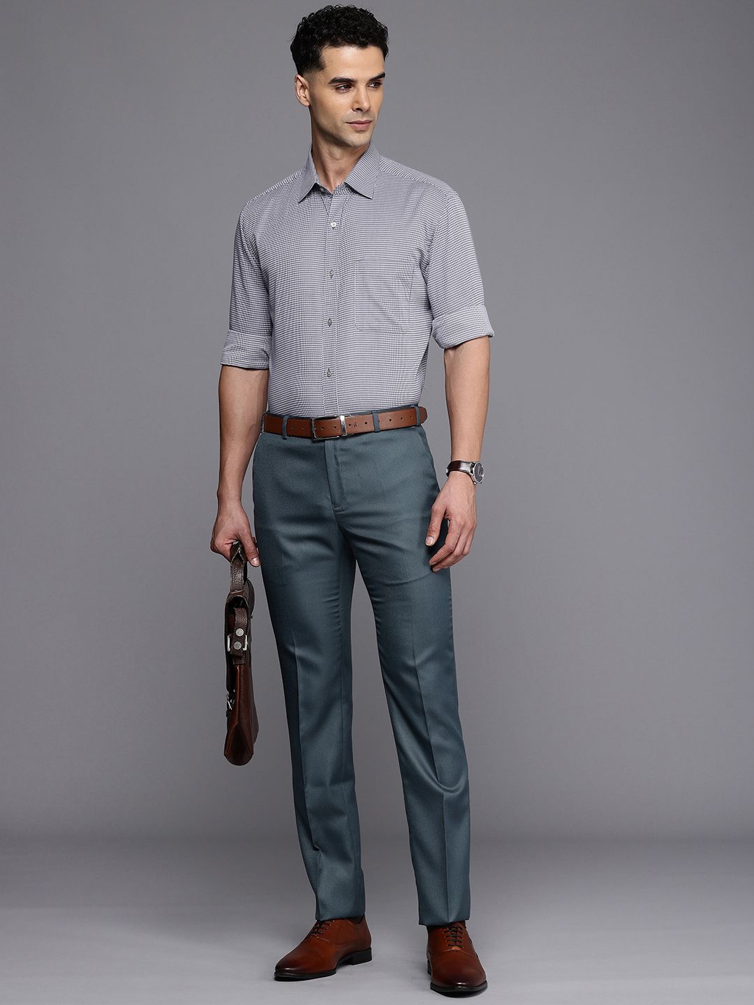 Raymond Men Textured Slim Fit Formal Trousers