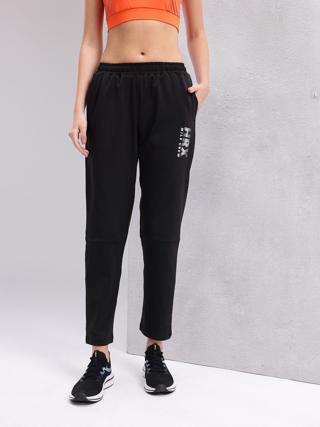 HRX by Hrithik Roshan Women Brand Logo Printed Mid-Rise Running Track Pants