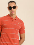 Being Human Striped Polo Collar Pure Cotton T-shirt