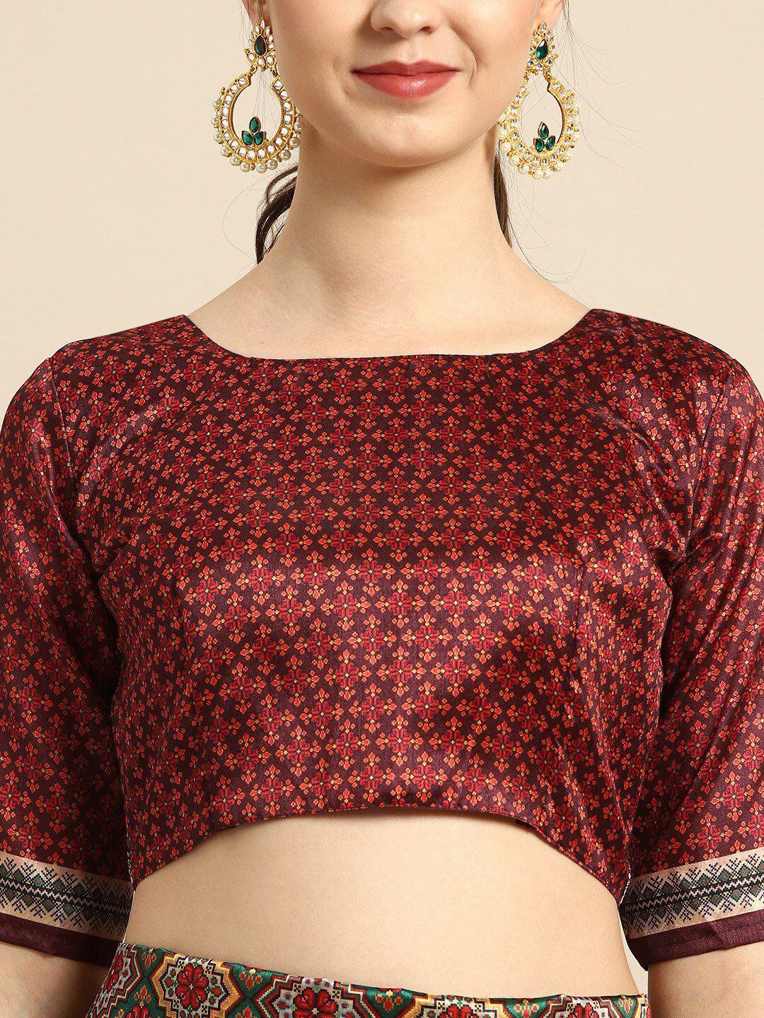 Saree mall Maroon & Green Silk Blend Sarees