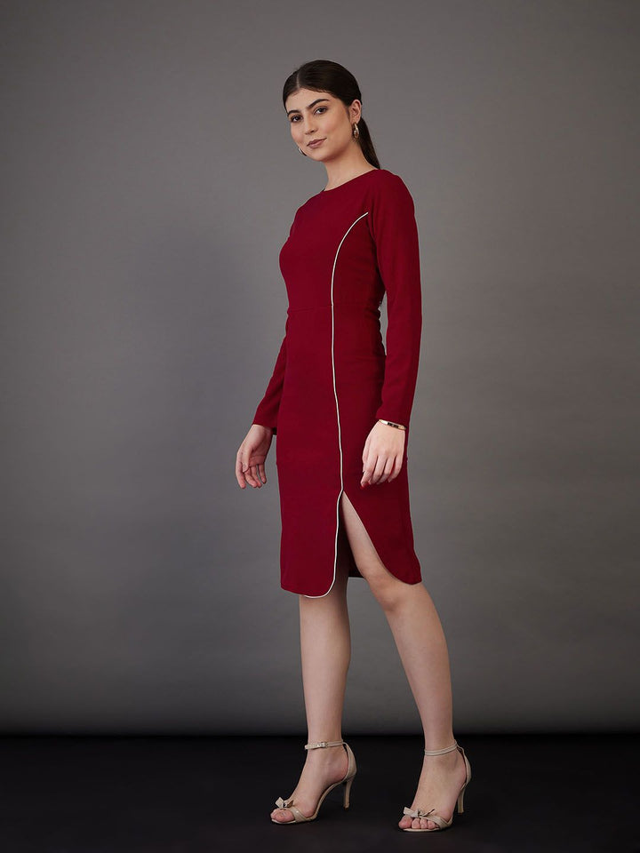 SASSAFRAS worklyf Contrast Piping Bodycon Dress