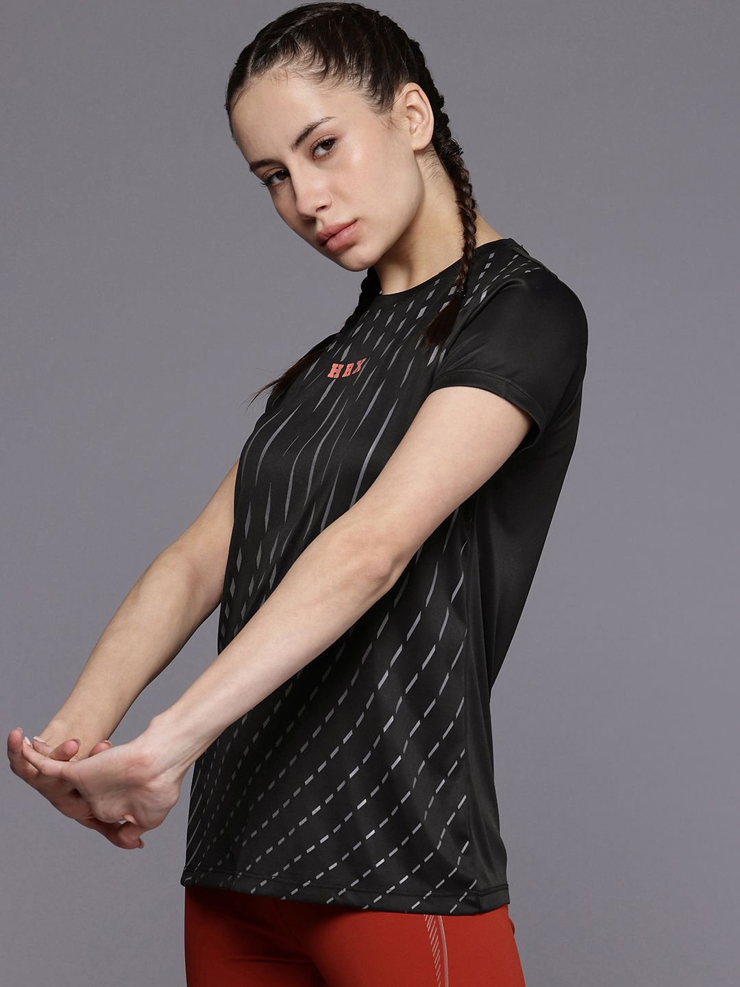 HRX by Hrithik Roshan Printed Rapid-Dry Training or Gym Sports T-shirt