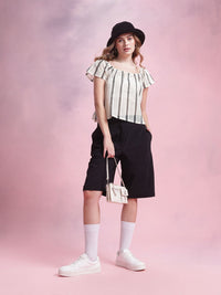 DressBerry Flutter Sleeve Crochet Boxy Top