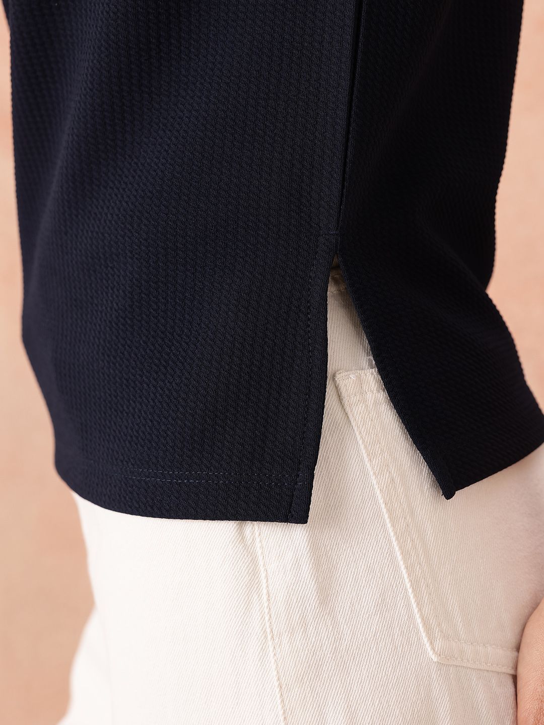 all about you Textured Extended Sleeves Top