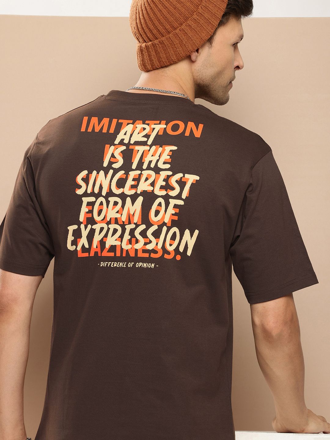 Difference of Opinion Men Typography Printed Pure Cotton Oversized T-shirt