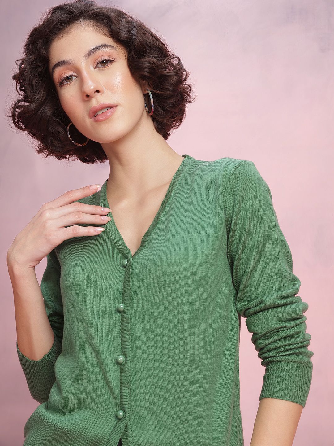 DressBerry Acrylic Button-Up Cardigan