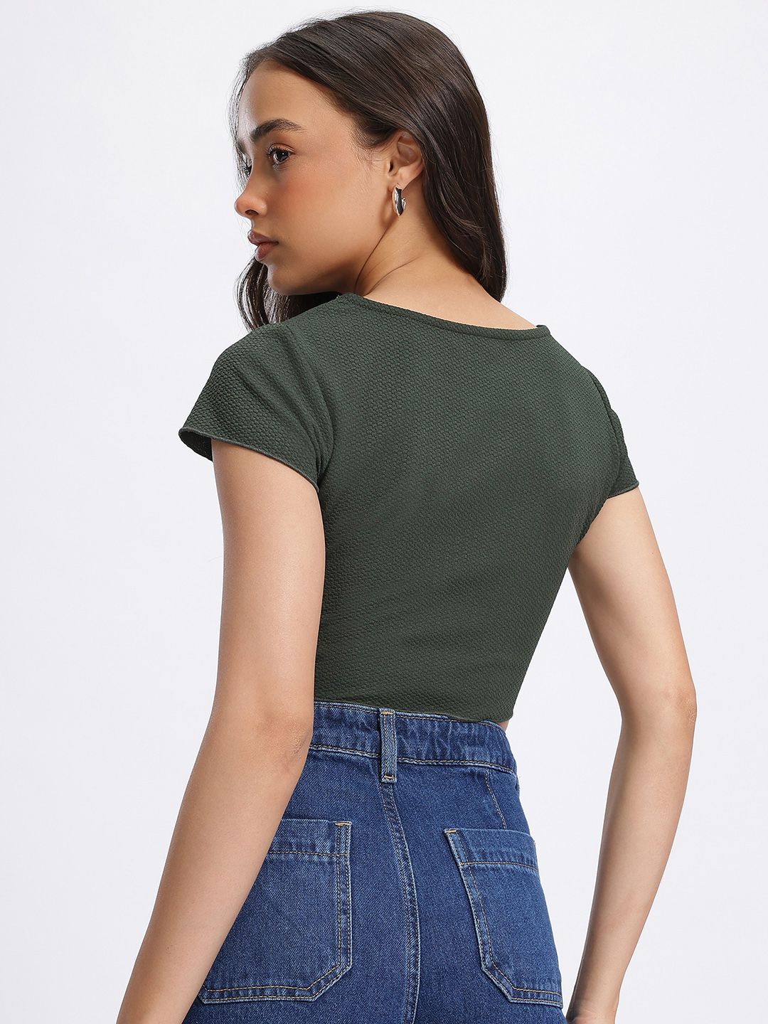 DressBerry Minimalist Muse Textured Crop Top