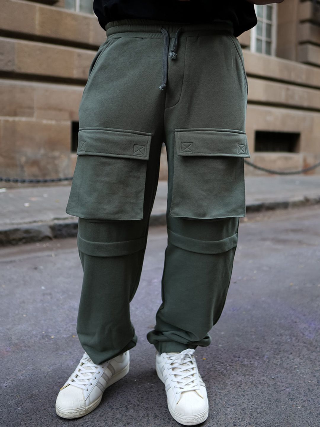 Powerlook Men Mid-Rise Cargo Track Pants