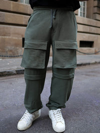 Powerlook Men Mid-Rise Cargo Track Pants