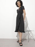 DressBerry Twirl-Worthy Ruffled Wrap Midi Dress