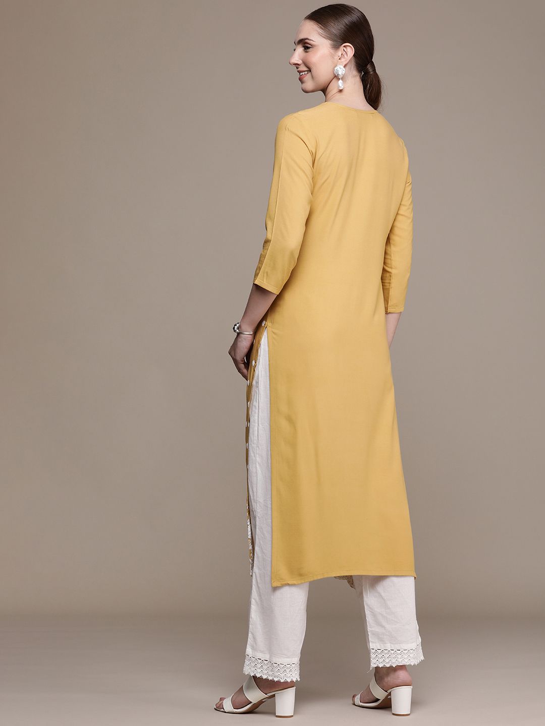 Anouk Women Ethnic Motifs Embroidered Straight Kurta