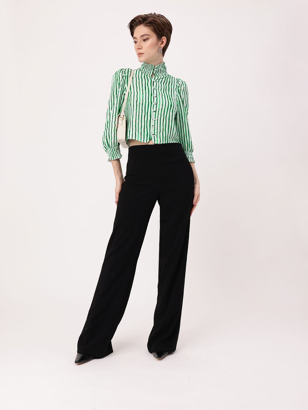 DressBerry Kawaii Core Striped Shirt Style Crop Top