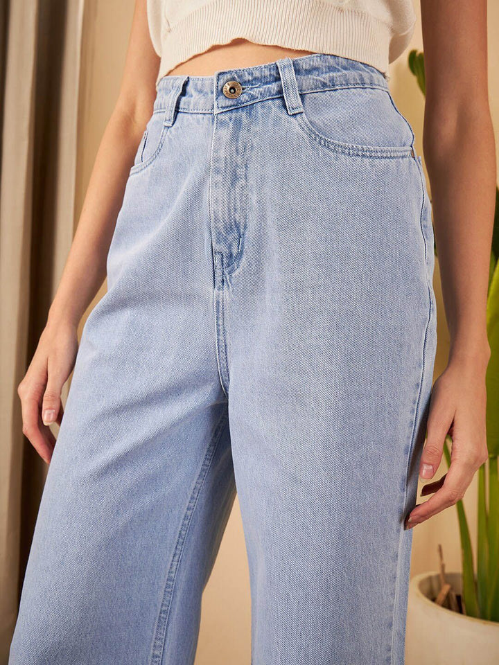 STREET 9 Women Flared High-Rise Clean Look Heavy Fade Pure Cotton Jeans