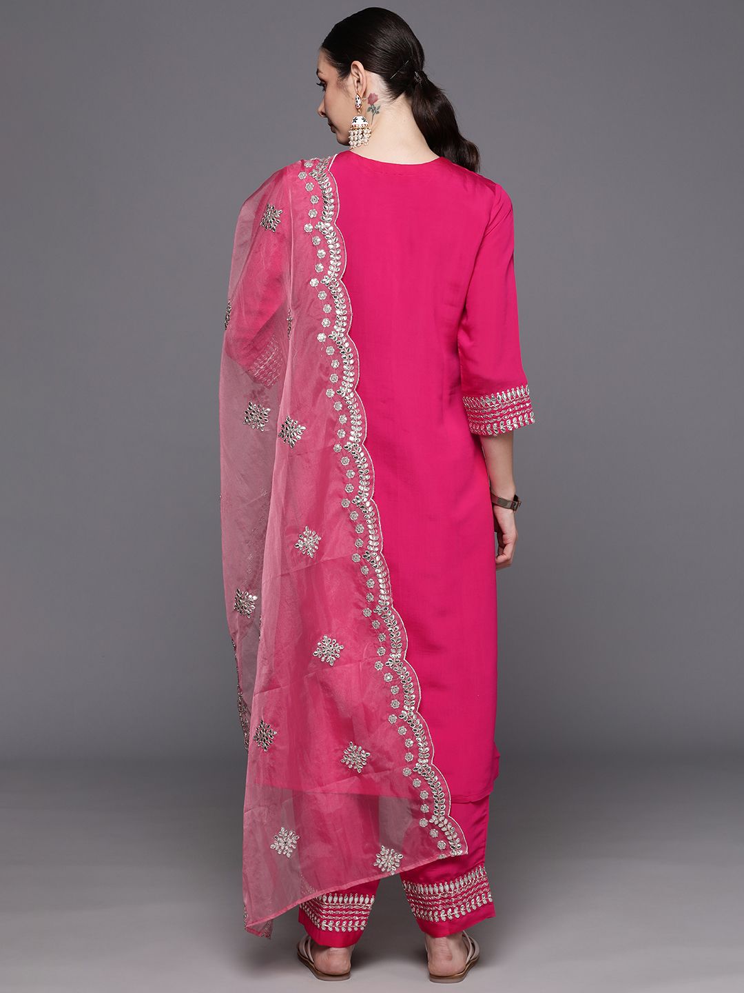 Indo Era Ethnic Motifs Embroidered Panelled Gotta Patti Kurta with Trousers & With Dupatta