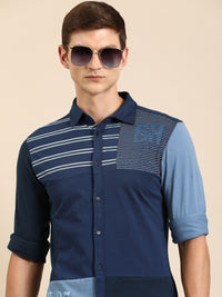 Being Human Men Pure Cotton Slim Fit Colourblocked Casual Shirt