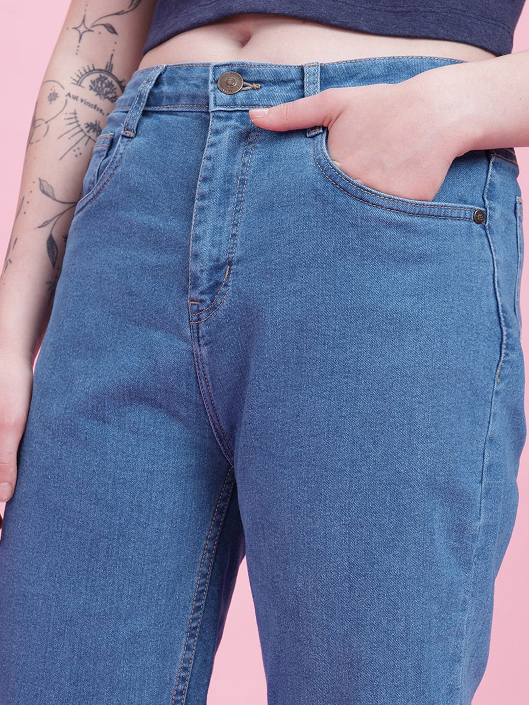 DressBerry Women Straight Fit High-Rise Stretchable Jeans