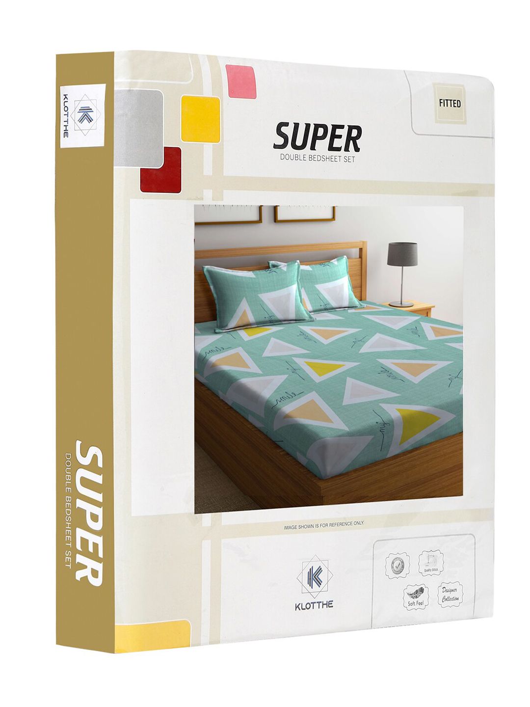 KLOTTHE Geometric Printed 300 TC Fitted King Bedsheet with 2 Pillow Covers