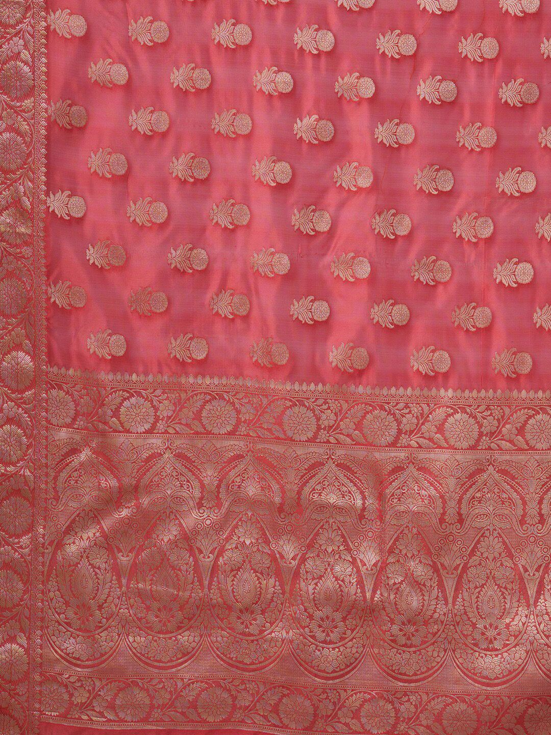 Saree mall Red & Gold-Toned Woven Design Organza Bagh Sarees