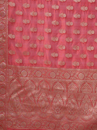 Saree mall Red & Gold-Toned Woven Design Organza Bagh Sarees