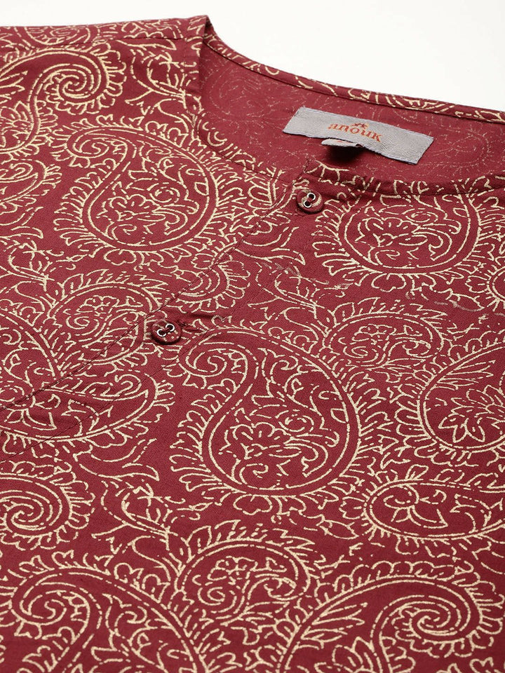 Anouk Tyohaar Collection Cotton Paisley Print High-Low Kurta