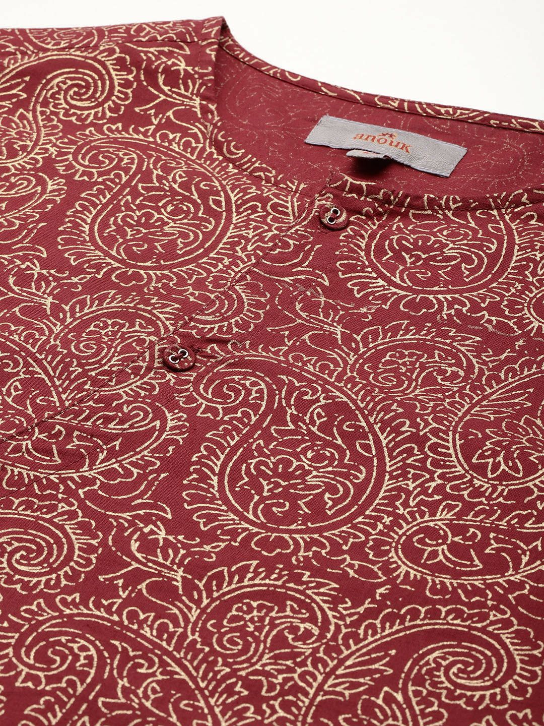 Anouk Tyohaar Collection Cotton Paisley Print High-Low Kurta