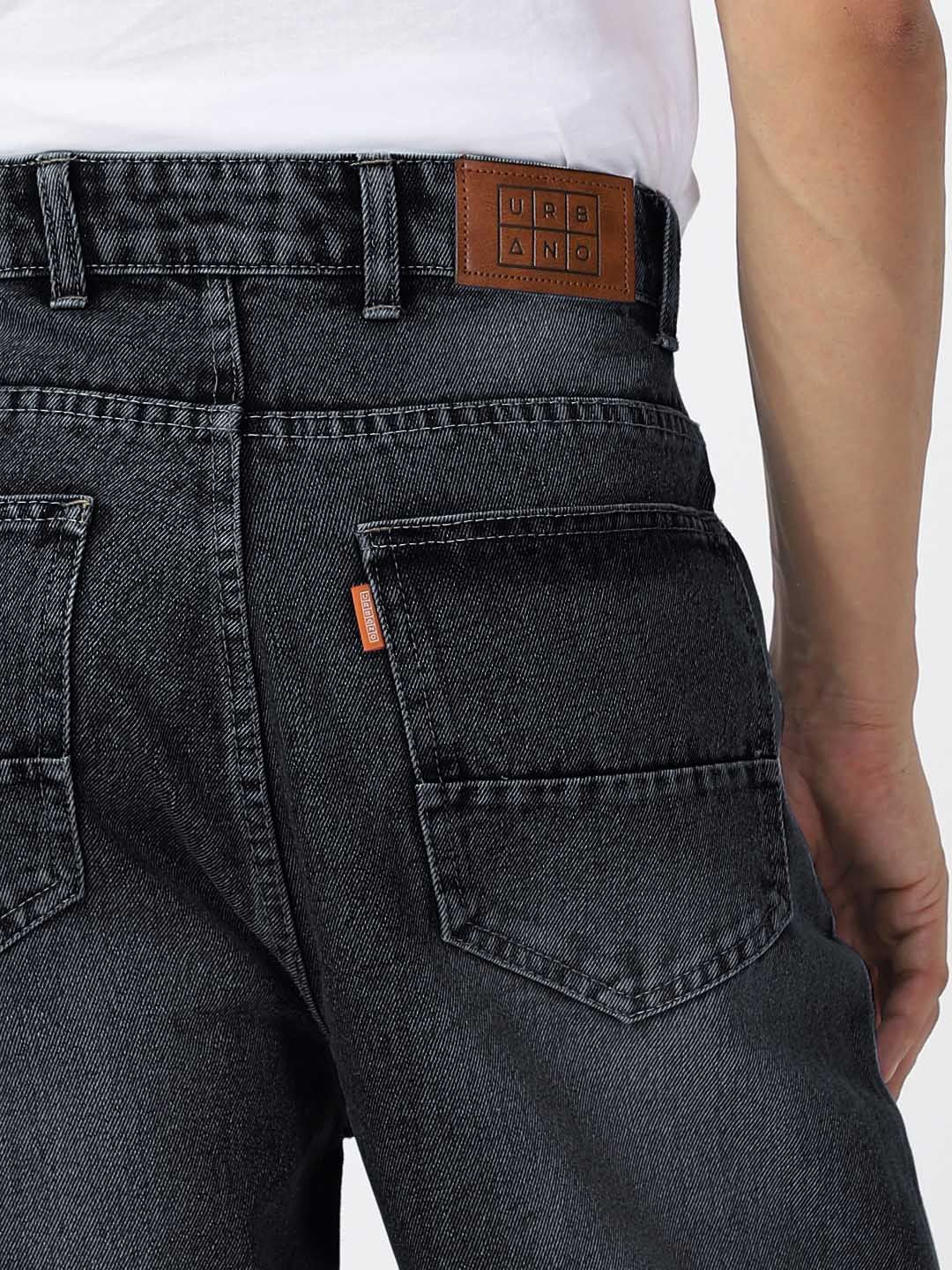 Urbano Fashion Men Pure Cotton Loose Relaxed Fit Slash Knee Heavy Fade Jeans