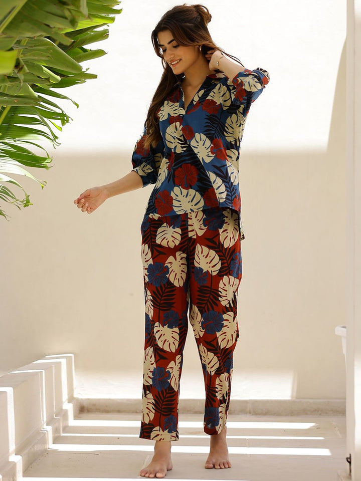 SANSKRUTIHOMES Tropical Printed Pure Cotton Night suit