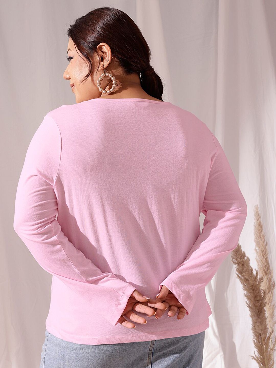 CURVY STREET Plus Size V-Neck Cotton T-shirt