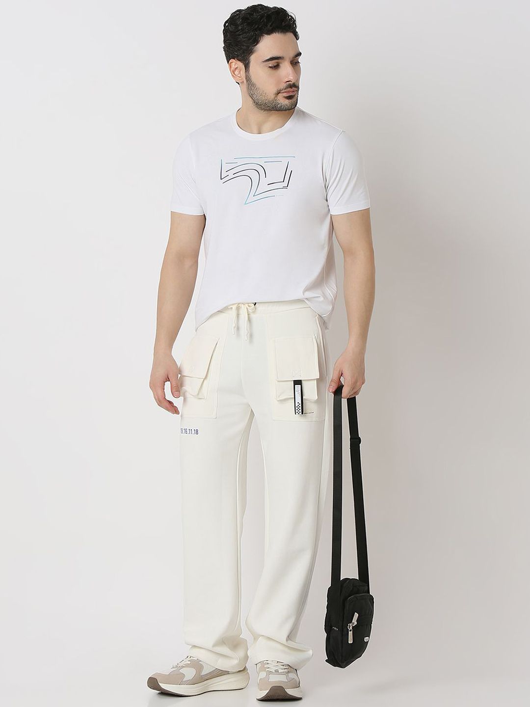 Spykar Men Straight Fit High Rise Track Pant