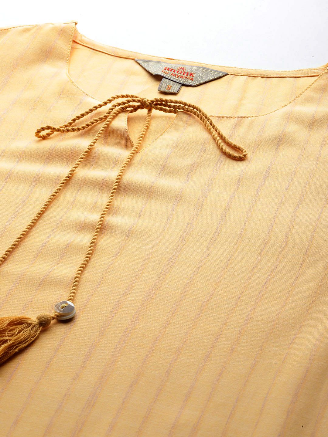Anouk Tie-Up Neck Striped Kurta