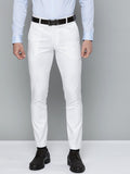 DENNISON Men White Solid Smart Auto Fit Waist Formal Trousers
