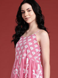 Anouk Floral Printed A-Line Ethnic Dress