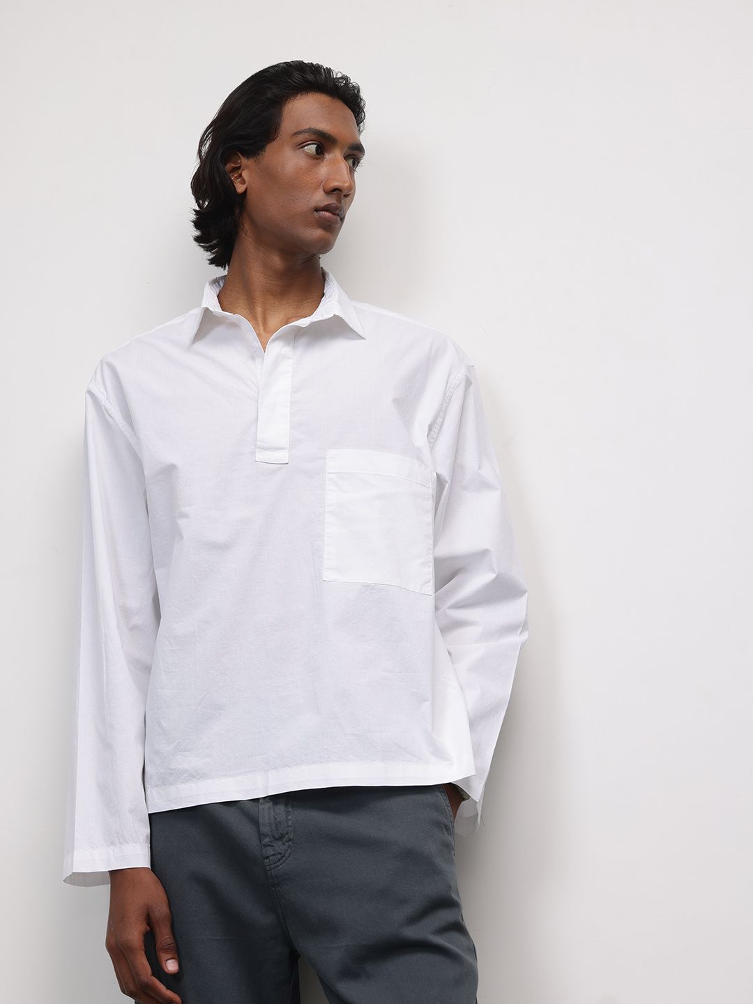 ether Pure Cotton Longline Casual Shirt