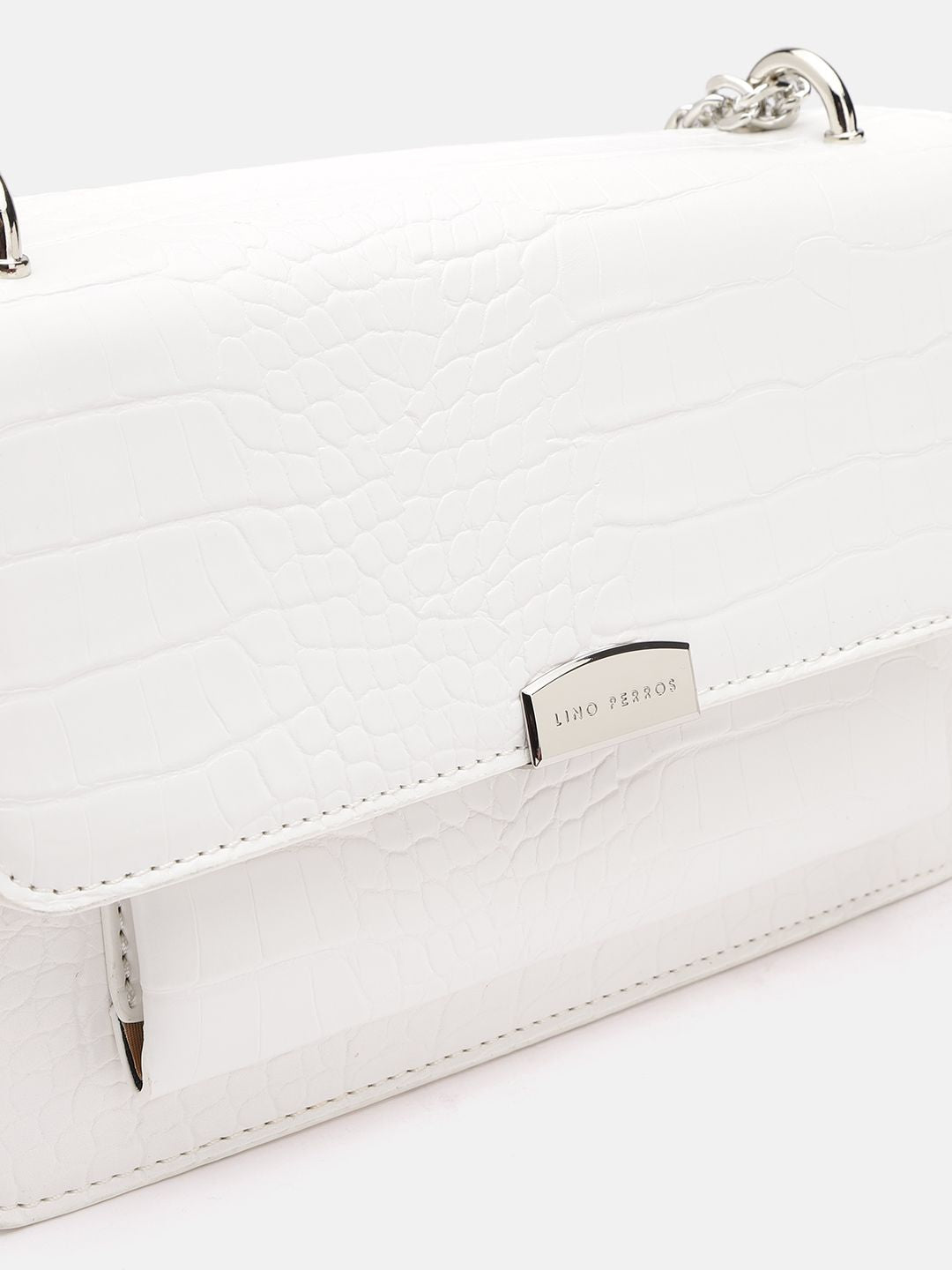 Lino Perros Croc Textured Structured Shoulder Bag