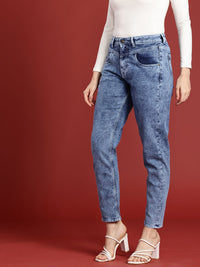 all about you Women Mom Fit Heavy Fade Stretchable Jeans