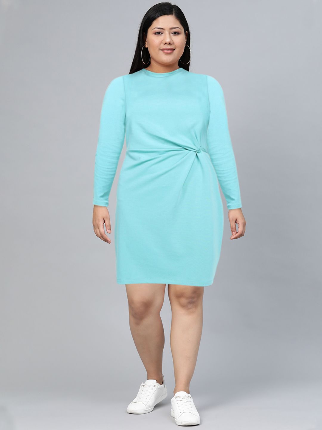 Tokyo Talkies Women Turquoise Blue Solid Sheath Dress