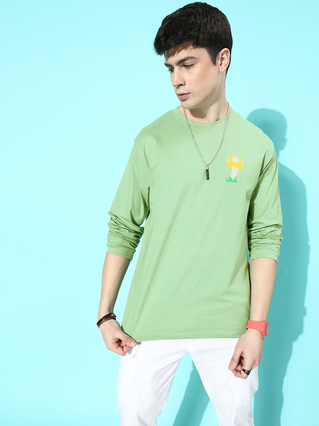 DILLINGER Men Green & Black Printed Oversized  T-shirt