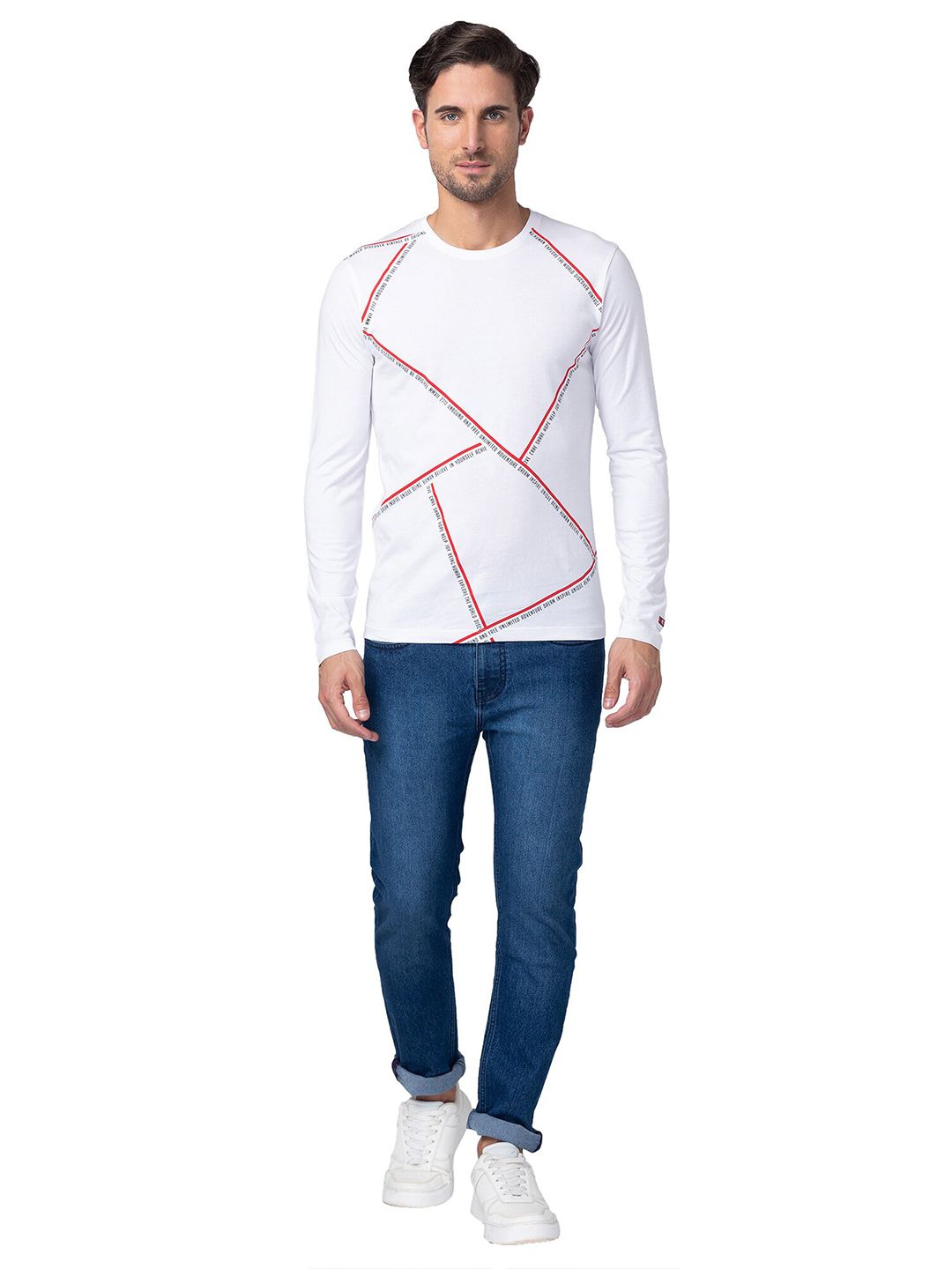 Being Human Geometric Printed Round Neck Pure Cotton Regular T-shirt