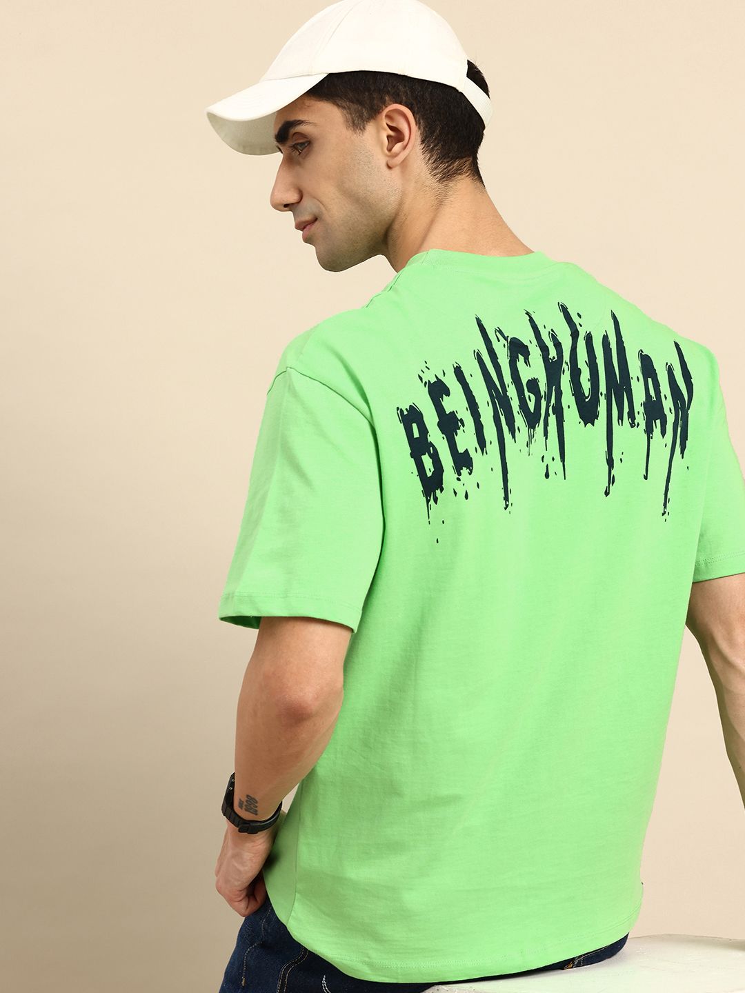 Being Human Brand Logo Printed Pure Cotton Slim Fit T-shirt