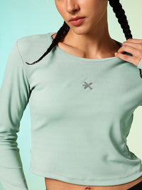 HRX by Hrithik Roshan New Era Story Rapid-Dry Cut Out Running Crop T-shirt