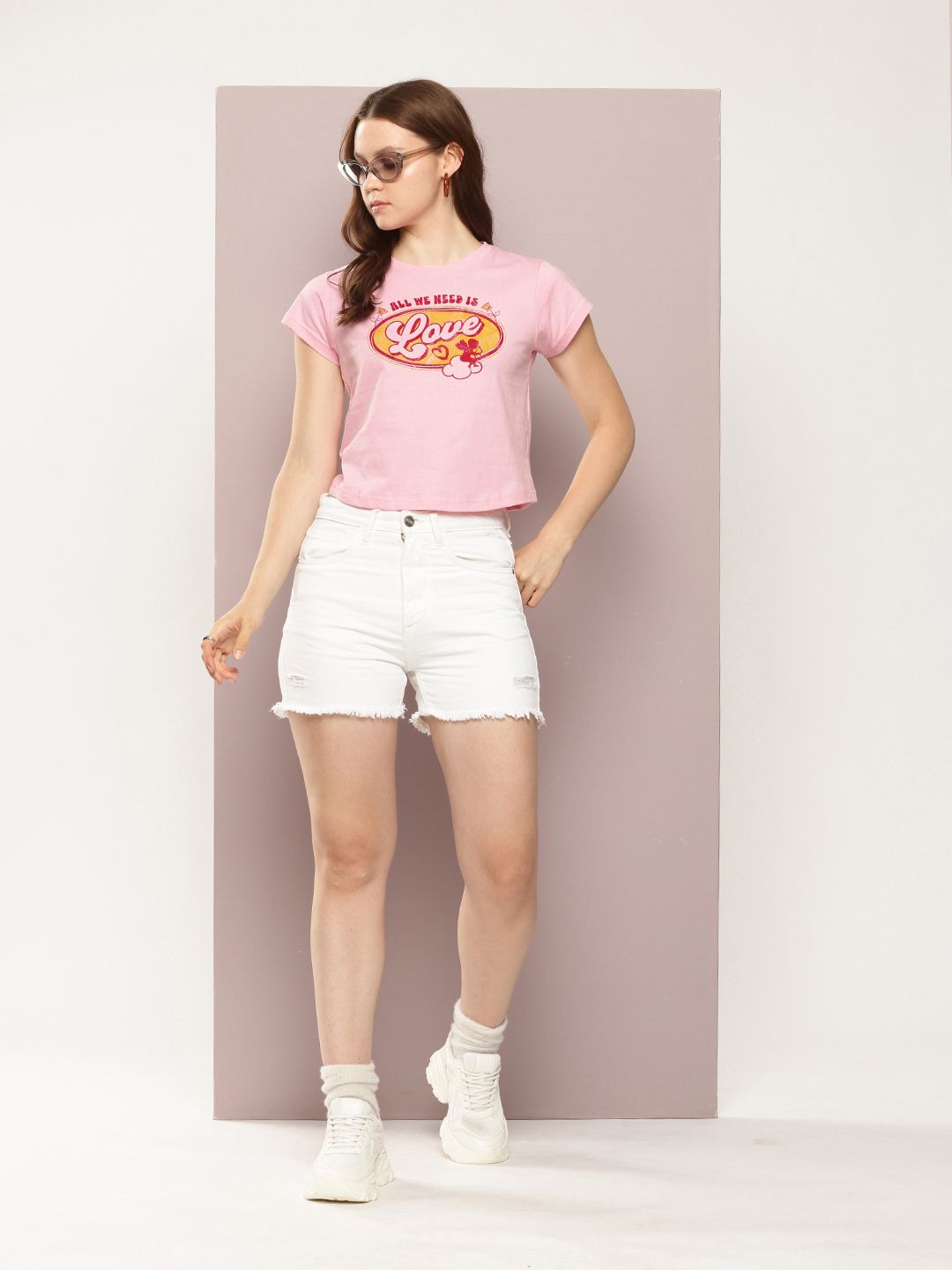 DILLINGER Women Regular Cropped Short Sleeve Printed Tshirt