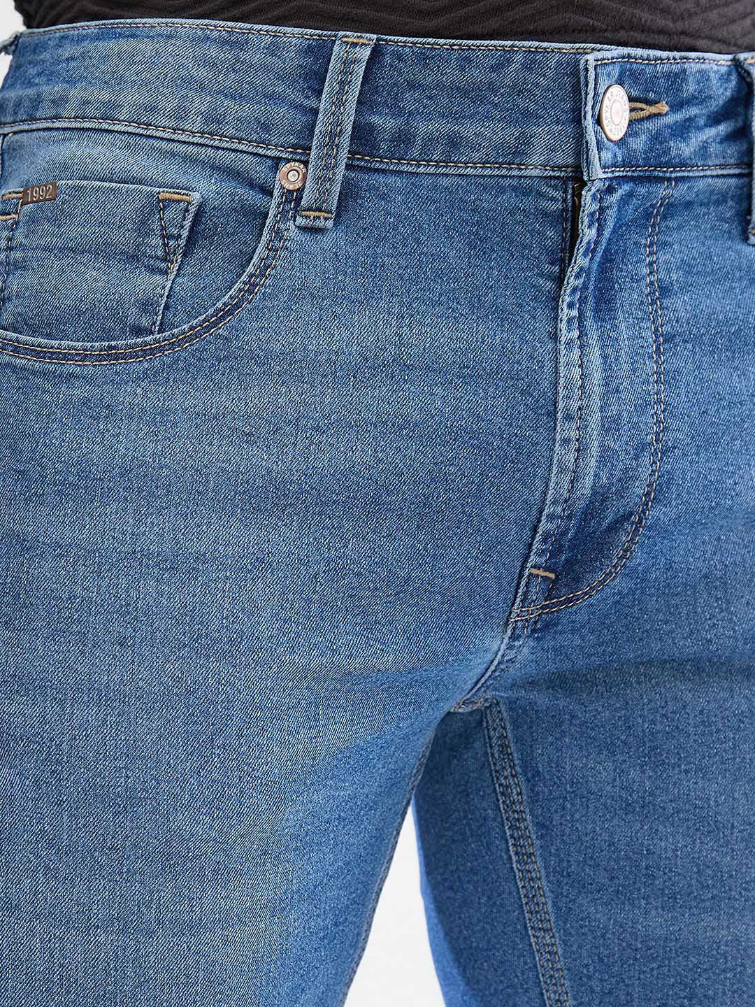 SPYKAR Men Mid Rise Low Distress Light Fade Clean Look Stretchable Jeans