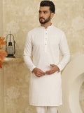 SOJANYA Geometric Embroidered Pure Cotton Mandarin Collar Straight Kurta