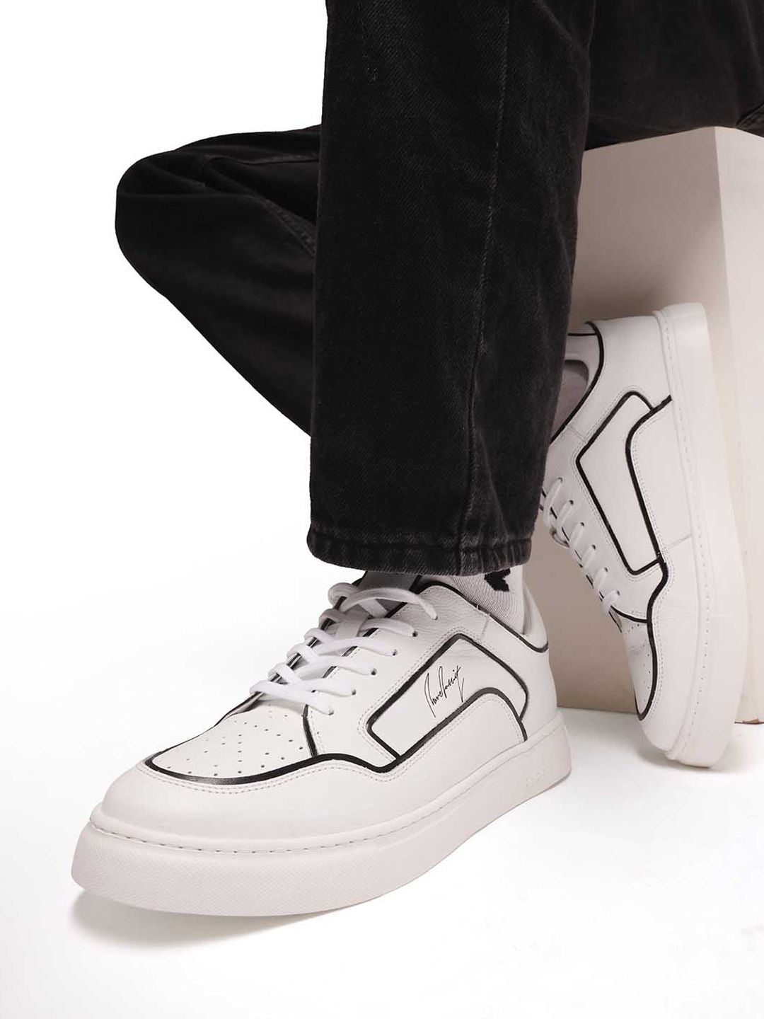 RARE RABBIT Men Perforations Leather Sneakers