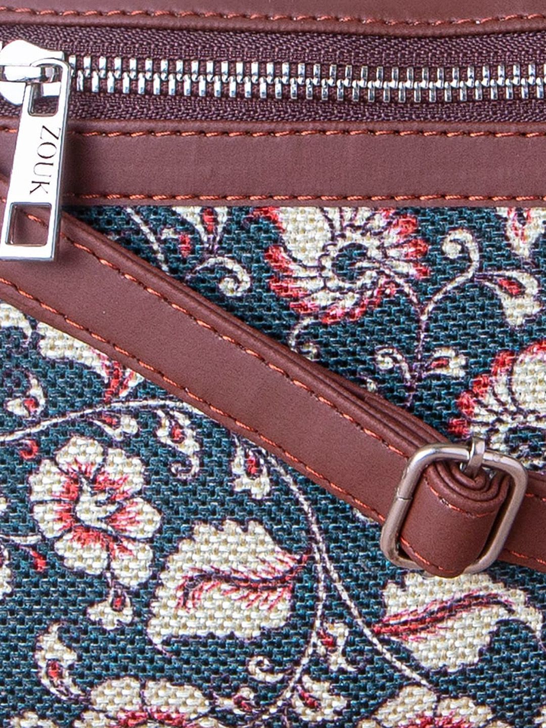 ZOUK Blue Kalamkari Printed Structured Sling Bag